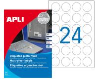 Etiquettes rondes polyester laser Ø 40 mm - Apli - argent métallisé – pochette de 480