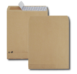 Boite de 250 sacs à soufflets kraft brun 26 280x375 120 g/m² bande de protection