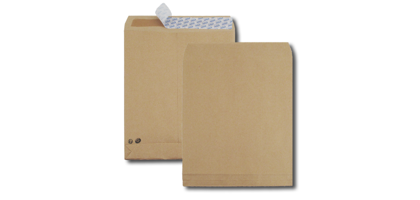 Boite de 250 sacs à soufflets kraft brun 26 280x375 120 g/m² bande de protection