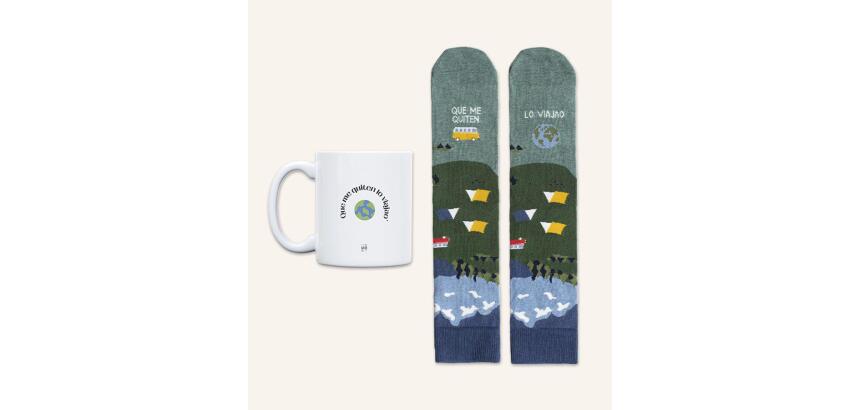 Kit Taza + Calcetines "Que me quiten lo viajao" talla 36-41
