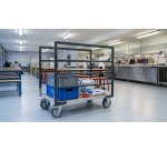 Chariot modulaire tube 2 ridelles plateau bois 1000 x 600 mm roues rectangle 500 kg