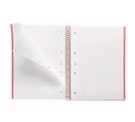 Notebook Emotions, Couverture souple, A4, quadrillage 5x5 mm, 80 feuilles de 1 couleur, Miquelrius, Rouge.
