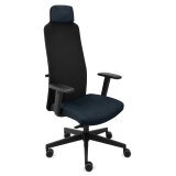 Fauteuil de bureau ergonomique MIKE B, tissu et maille, avec accoudoirs 1D et appui-tête, mécanisme synchrone, pieds noirs