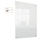 Mini pizarra blanca acrílica transparente Nobo de 600x450 mm montada en la pared