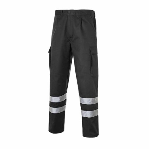 Pantalón multibolsillos 100% algodón con 2 bandas reflectantes talla 52- Negro