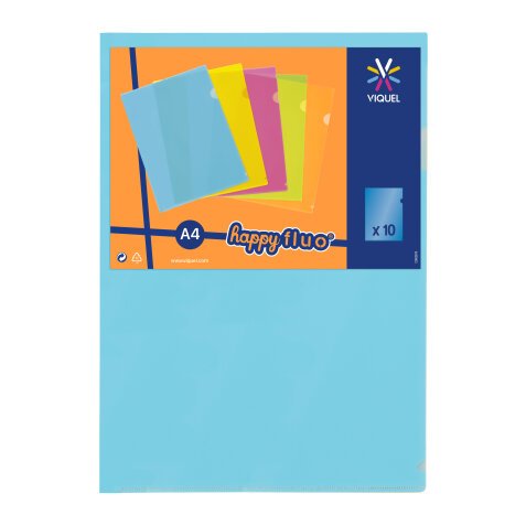 Chemise coin VIQUEL Happy Fluo polypropylène 13/100e couleurs fluo - sachet de 10