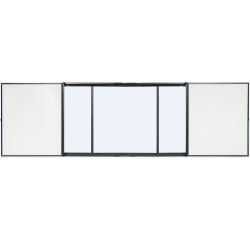 Bastidor para pantalla táctil  con 4 superficies de escritura esmaltadas magnéticas blancas retráctiles