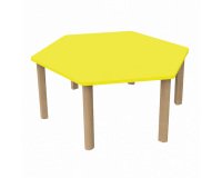 Table Fabiano Kids hexagonale avec pieds en bois - Taille T2 - Ecole maternelle