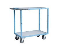 Servante mécano-soudée 2 plateaux mélaminés 250 kg 850 x 500 mm roue TPE