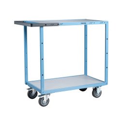 Servante mécano-soudée 2 plateaux mélaminés 250 kg 850 x 500 mm roue TPE