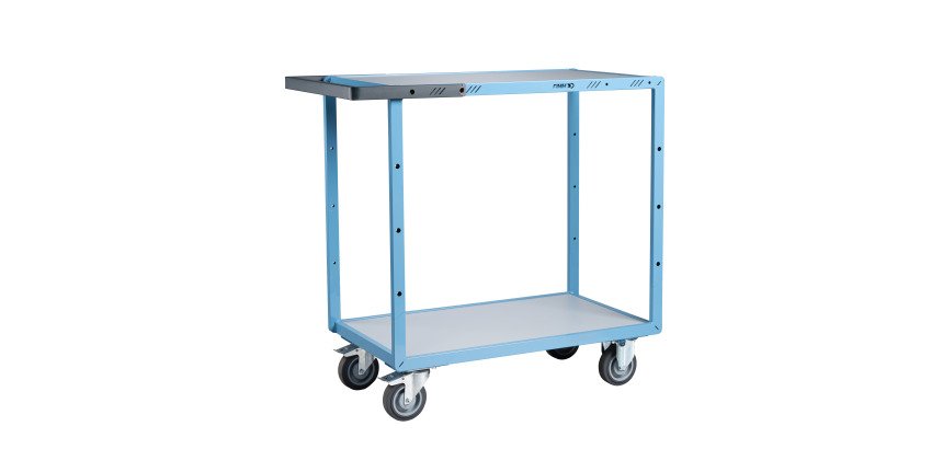 Servante mécano-soudée 2 plateaux mélaminés 250 kg 850 x 500 mm roue TPE