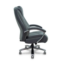 Fauteuil de bureau Ergo531 avec Mécanisme d'inclinaison -Tissu Gris - piétement chromé, Accoudoirs fixes, appui-tête Fixe et Roues en nylon de 60 mm