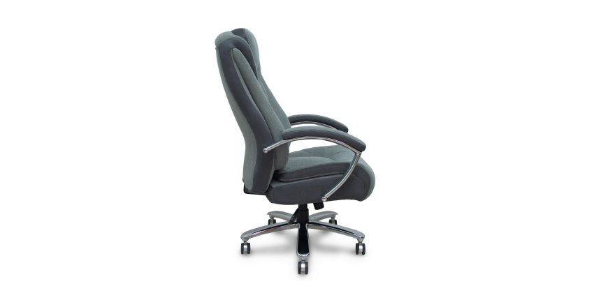 Fauteuil de bureau Ergo531 avec Mécanisme d'inclinaison -Tissu Gris - piétement chromé, Accoudoirs fixes, appui-tête Fixe et Roues en nylon de 60 mm