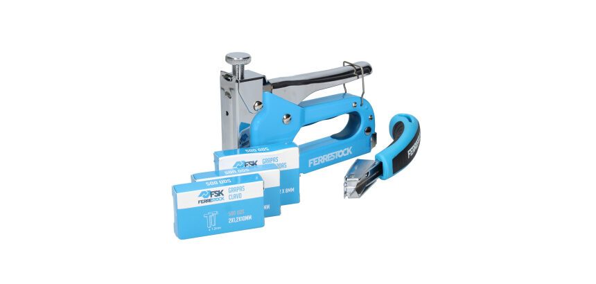 Set grapadora 3 en 1 con quitagragas Ferrestock.