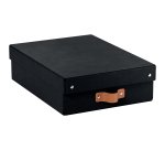 Caja de almacenamiento Leitz Puro con tapa, media baja, 8L, cartón 100% reciclado, paquete de 2 - Negro - 8