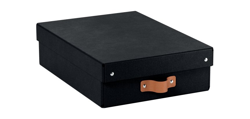 Caja de almacenamiento Leitz Puro con tapa, media baja, 8L, cartón 100% reciclado, paquete de 2 - Negro - 8
