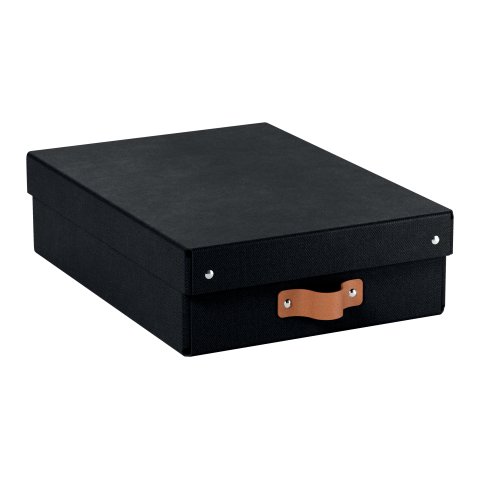 Caja de almacenamiento Leitz Puro con tapa, media baja, 8L, cartón 100% reciclado, paquete de 2 - Negro - 8