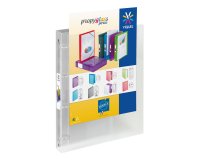 Classeur 4 anneaux plastifié Viquel Propyglass personnalisable A4 - Dos 3,5 cm incolore