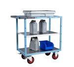 Servante mécano-soudée 3 plateaux tôle galvanisée 400 kg 850 x 500 mm roue caoutchouc