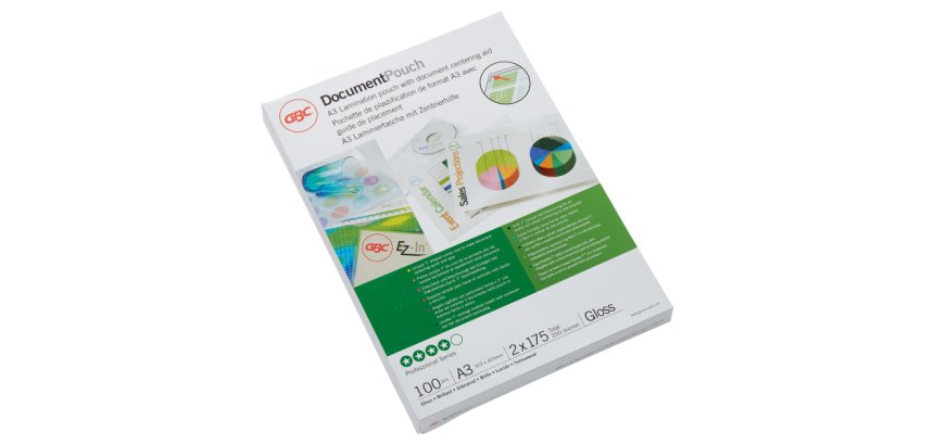 Paquete de 100 fundas de plastificación térmica GBC A3, 2 x 175 micras, brillante