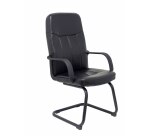 Fauteuil visiteur Villa - piétement luge sur patin - similicuir noir