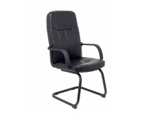 Fauteuil visiteur Villa - piétement luge sur patin - similicuir noir
