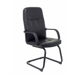Fauteuil visiteur Villa - piétement luge sur patin - similicuir noir