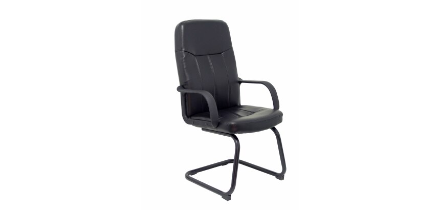 Fauteuil visiteur Villa - piétement luge sur patin - similicuir noir