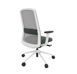 Chaise de bureau ROCKIT tissu et maille - Dossier haut - accoudoirs 1D - structure blanche