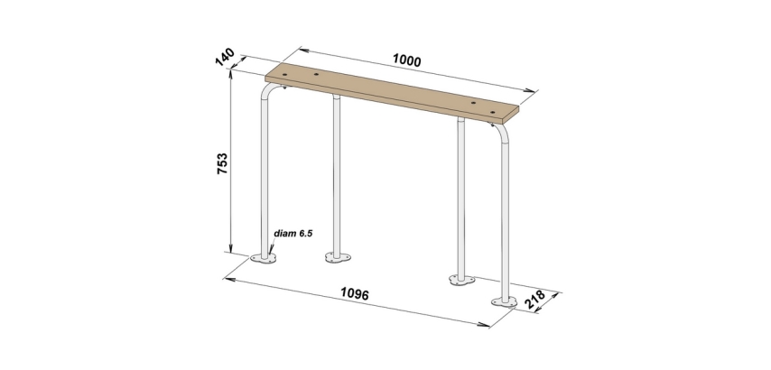 Banc Modèle sur pied à fixer au sol