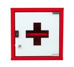 Armoire à pharmacie 1 porte, Métal laqué / Rouge, 300 x 300 x 120 mm