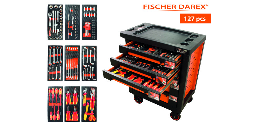 Servante équipée de 127 outils avec 9 modules