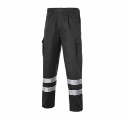 Pantalón multibolsillos 100% algodón con 2 bandas reflectantes