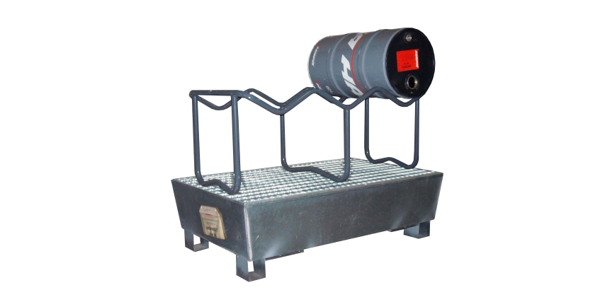 Support de soutirage acier peint 3 fûts 350 kg 60 L 590 x 1136 x 470 mm