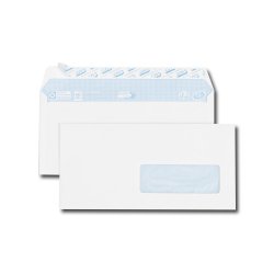Enveloppe blanche 110 x 220 mm GPV 80 g avec fenêtre 35 x 100 mm - Boîte de 500