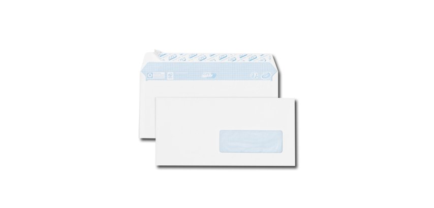 Enveloppe blanche 110 x 220 mm GPV 80 g avec fenêtre 35 x 100 mm - Boîte de 500