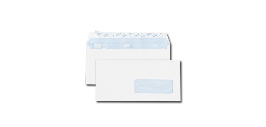 Enveloppe blanche 110 x 220 mm GPV 80 g avec fenêtre 35 x 100 mm - Boîte de 500