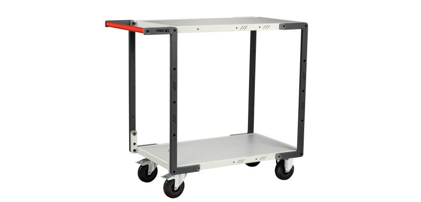 Servante montée 2 plateaux mélaminés 250 kg 850 x 500 mm roue caoutchouc