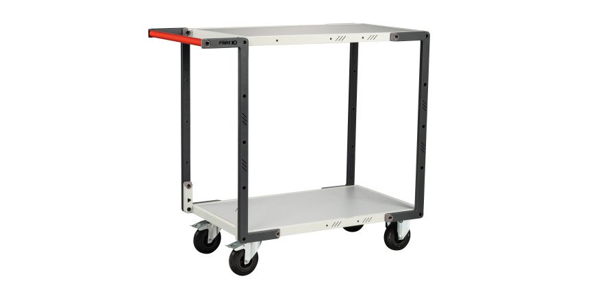 Servante montée 2 plateaux mélaminés 250 kg 850 x 500 mm roue caoutchouc