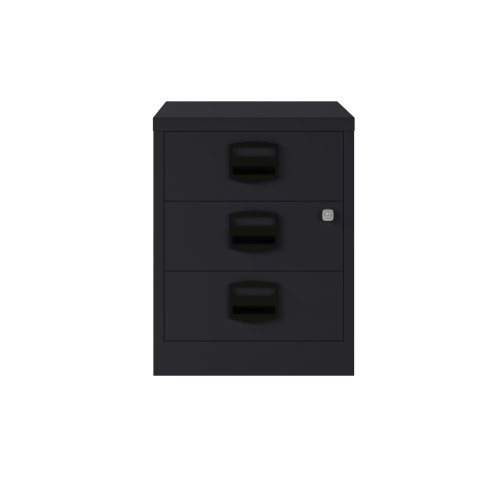 Cajonera móvil monoblock-montada PFA3M Bisley 3 cajones en plano - Negro - Negro