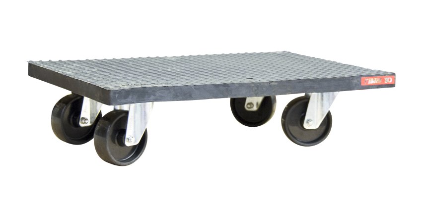 Plateau roulant bois enrobé de caoutchouc 500 kg 600 x 600 mm roue non tachante
