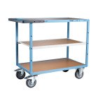 Servante mécano-soudée 3 plateaux médium 400 kg 1000 x 600 mm roue TPE