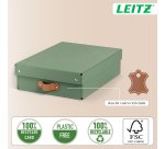 Caja de almacenamiento Leitz Puro con tapa, media baja, 8L, cartón 100% reciclado, paquete de 2 - Verde