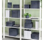 Caja de tela para almacenaje con tapa S, 2 piezas, gris