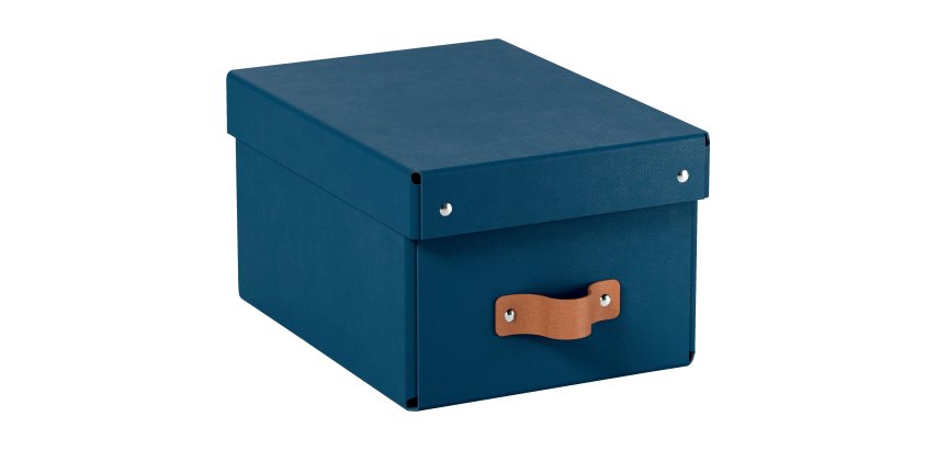 Caja de almacenamiento Leitz Puro con tapa, pequeña, 7L, cartón 100% reciclado, paquete de 2 - Azul marino
