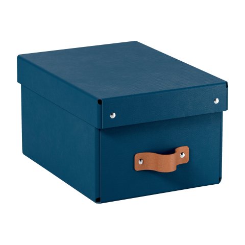 Caja de almacenamiento Leitz Puro con tapa, pequeña, 7L, cartón 100% reciclado, paquete de 2 - Azul marino