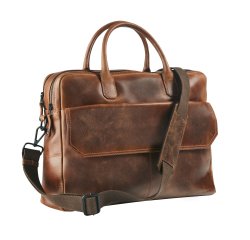 Sacoche ordinateur cuir avec housse intégrée pour ordinateur 15,6" - large
