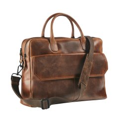 Sacoche ordinateur cuir avec housse intégrée pour ordinateur 15,6" - large
