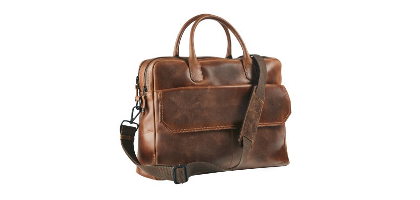 Sacoche ordinateur cuir avec housse intégrée pour ordinateur 15,6" - large
