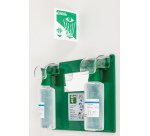 Station oculaire murale de 2 flacons de 500 ml de solution oculaire stérile